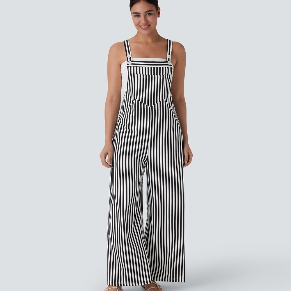 HALARA Monochrome Striped Jumpsuit/Overalls